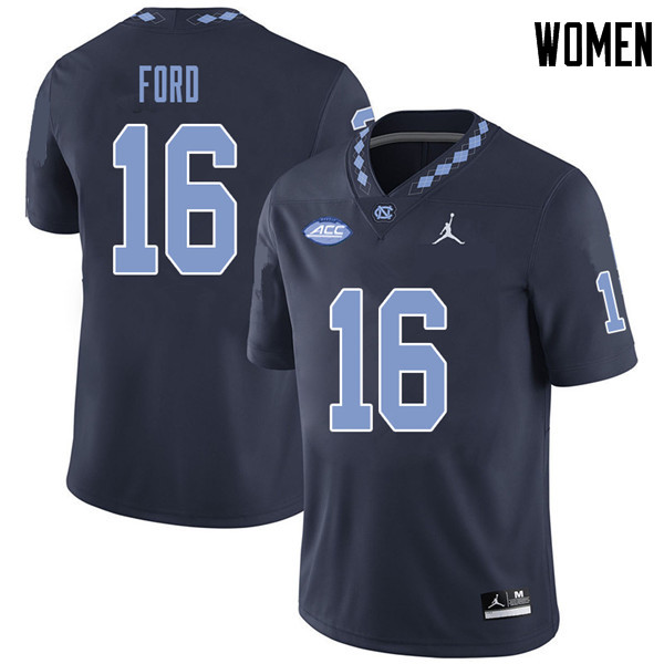 Jordan Brand Women #16 D.J. Ford North Carolina Tar Heels College Football Jerseys Sale-Navy